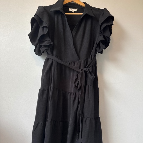SHE+SKY Black ruffle dress - Picture 1 of 8